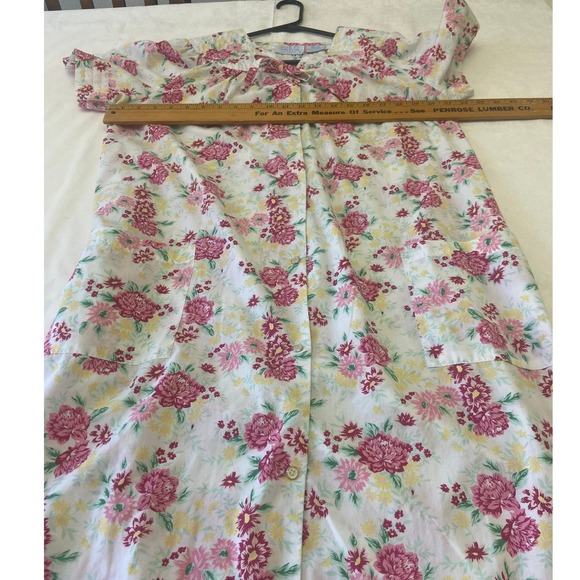 Ashley Taylor Intimates Womens Floral Robe Midi Length Short Sleeve Medium - Picture 11 of 13